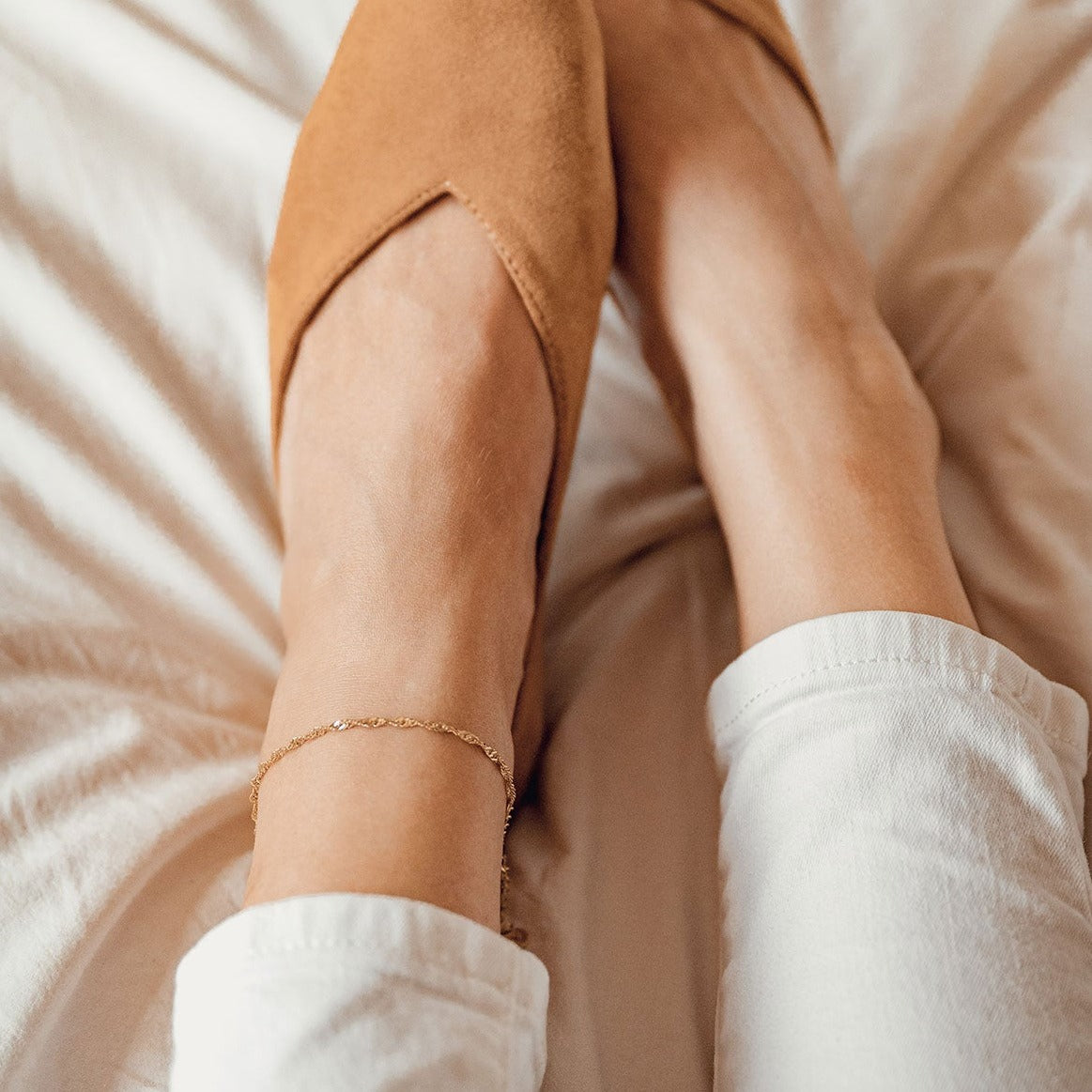 Fine Singapore Chain Anklet Gold