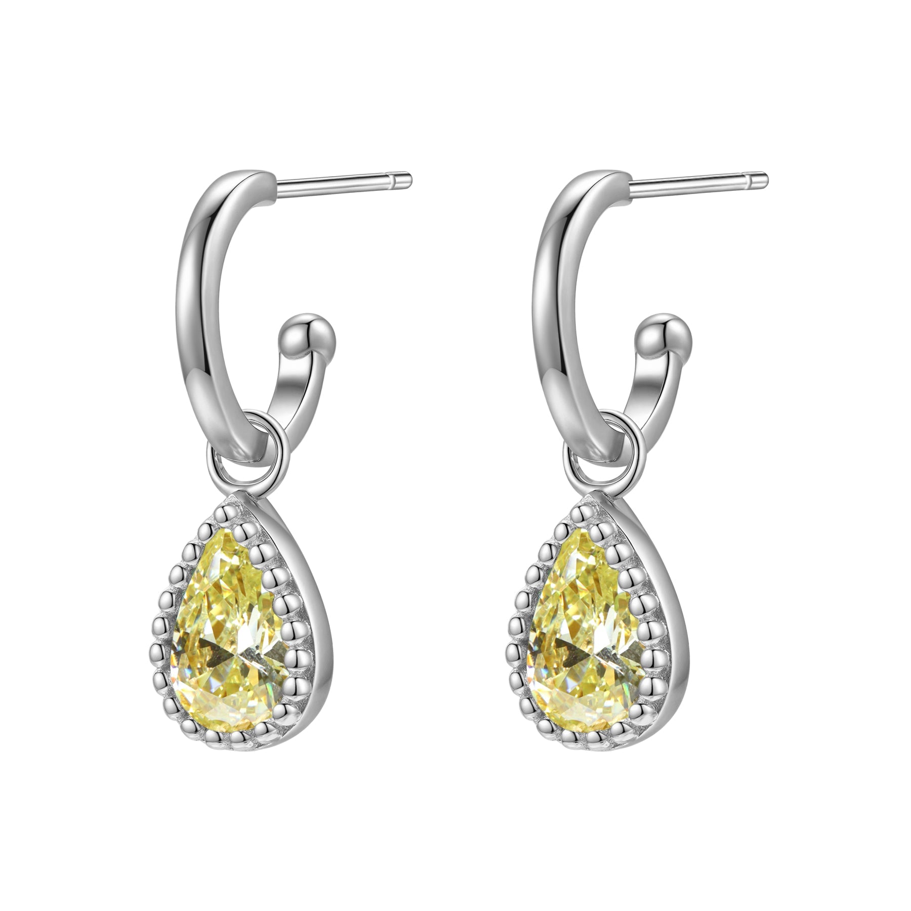August Peridot Birthstone Hoop Earrings Sterling Silver