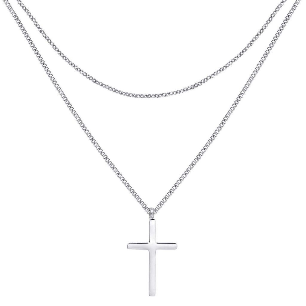 Men Layered Cross Necklace Waterproof