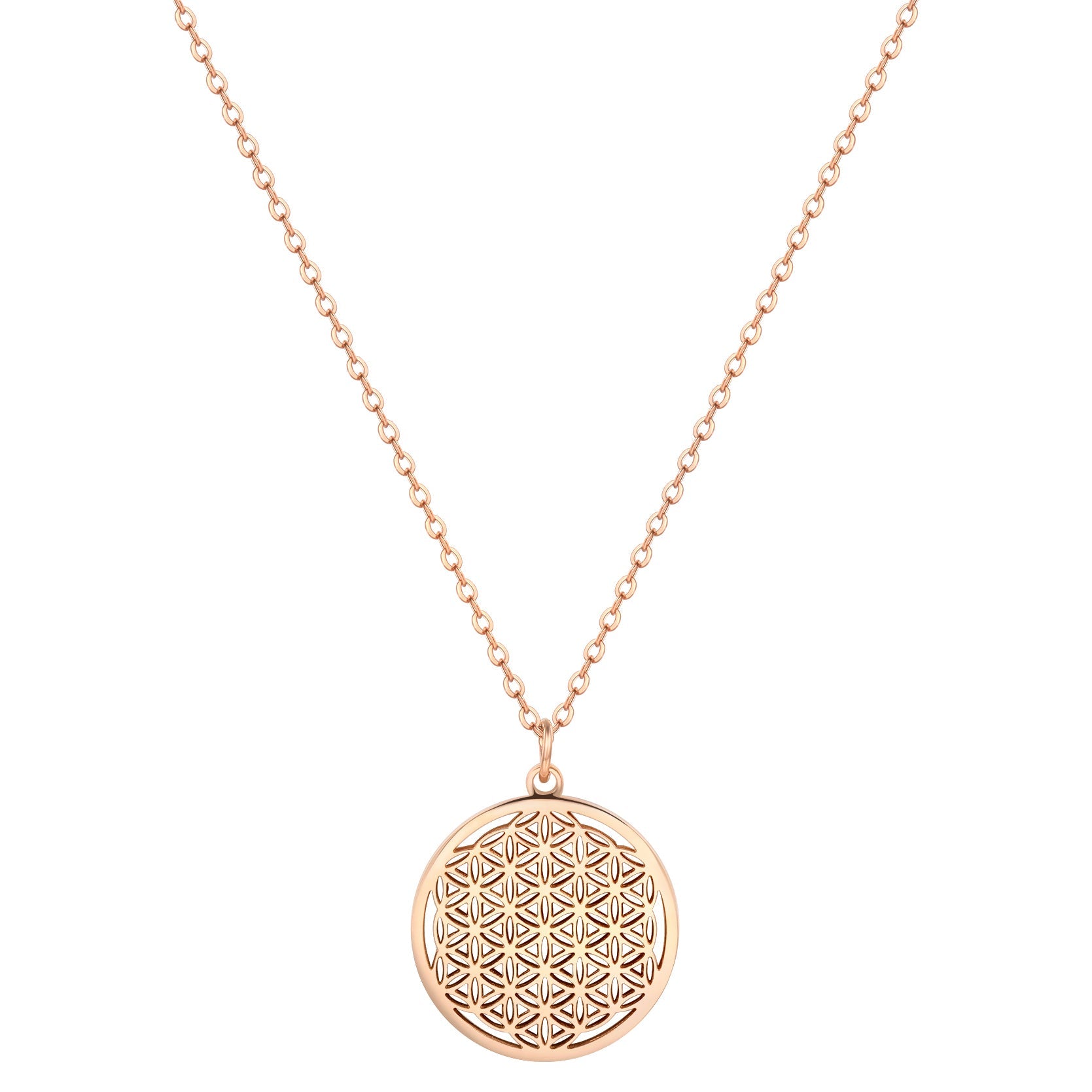 Flower of Life Pendant Necklace Rose Gold