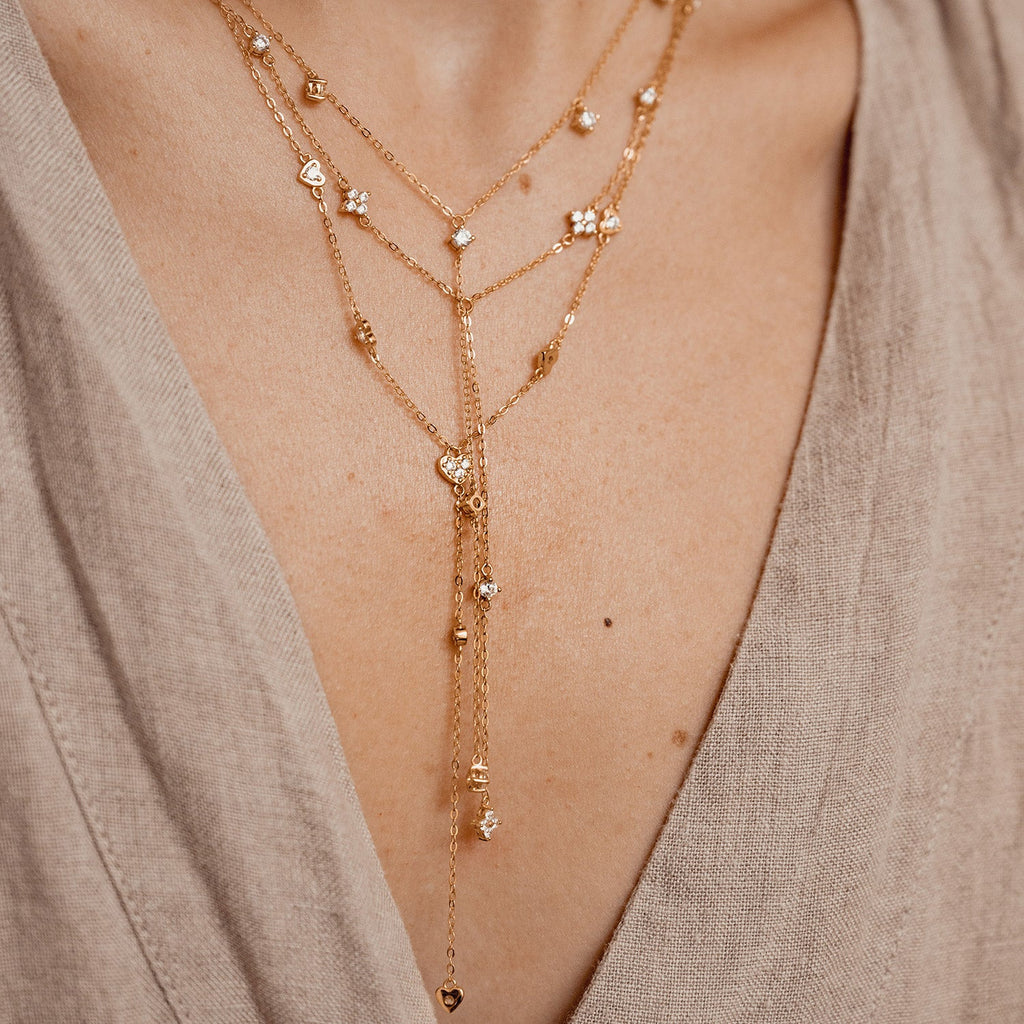 Cherish Y Chain Necklace Sterling Silver Gold