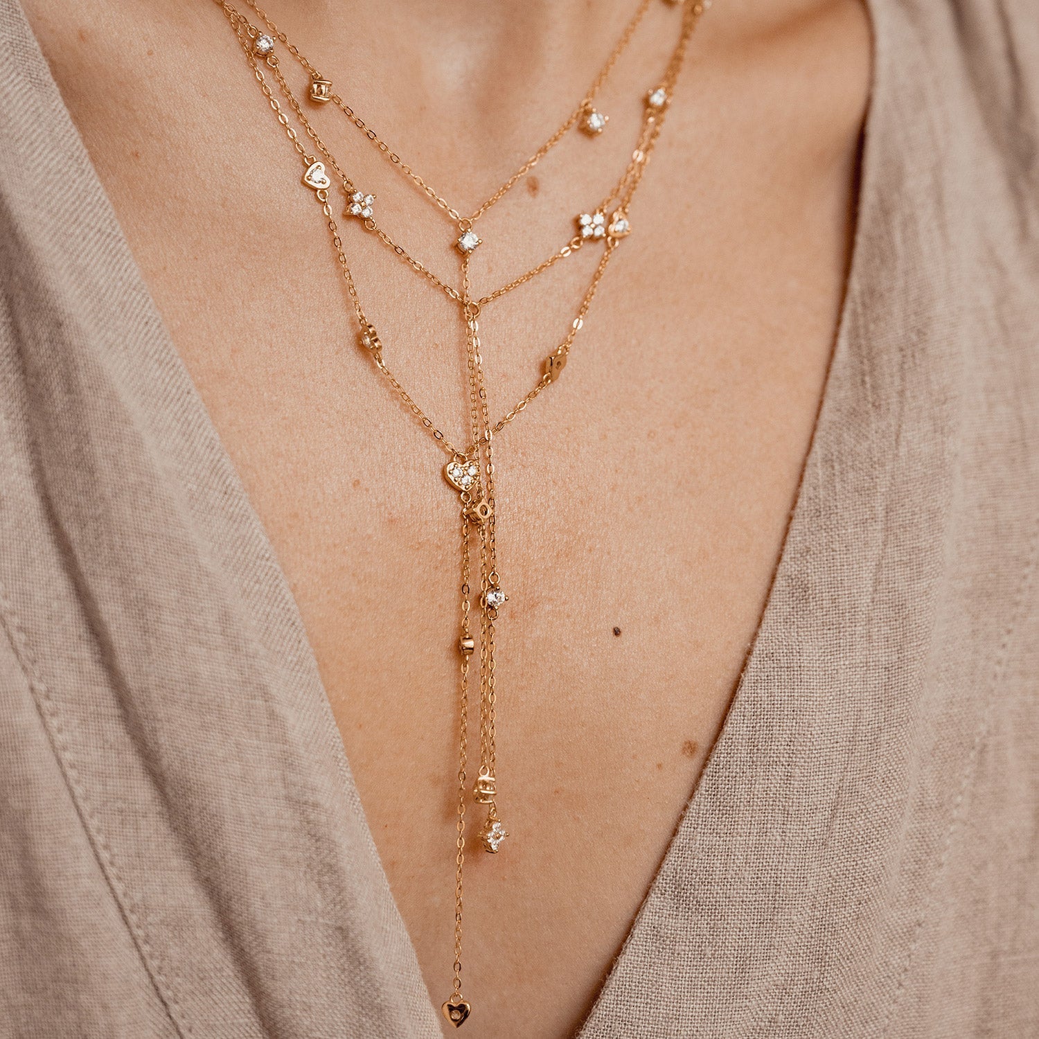 Cherish Y Chain Necklace Sterling Silver Gold