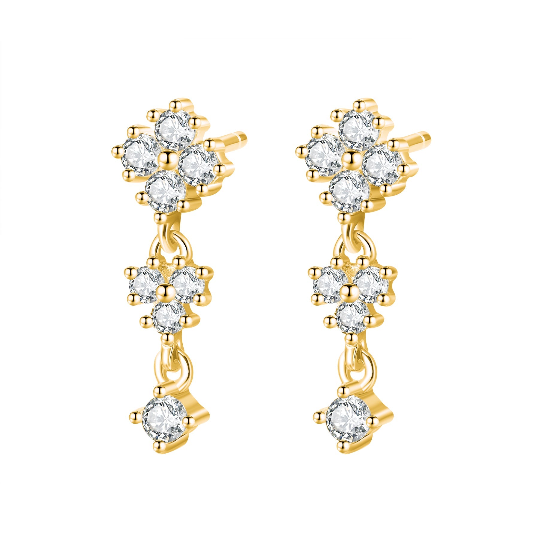 Cascading Blossom Drop Earrings Sterling Silver