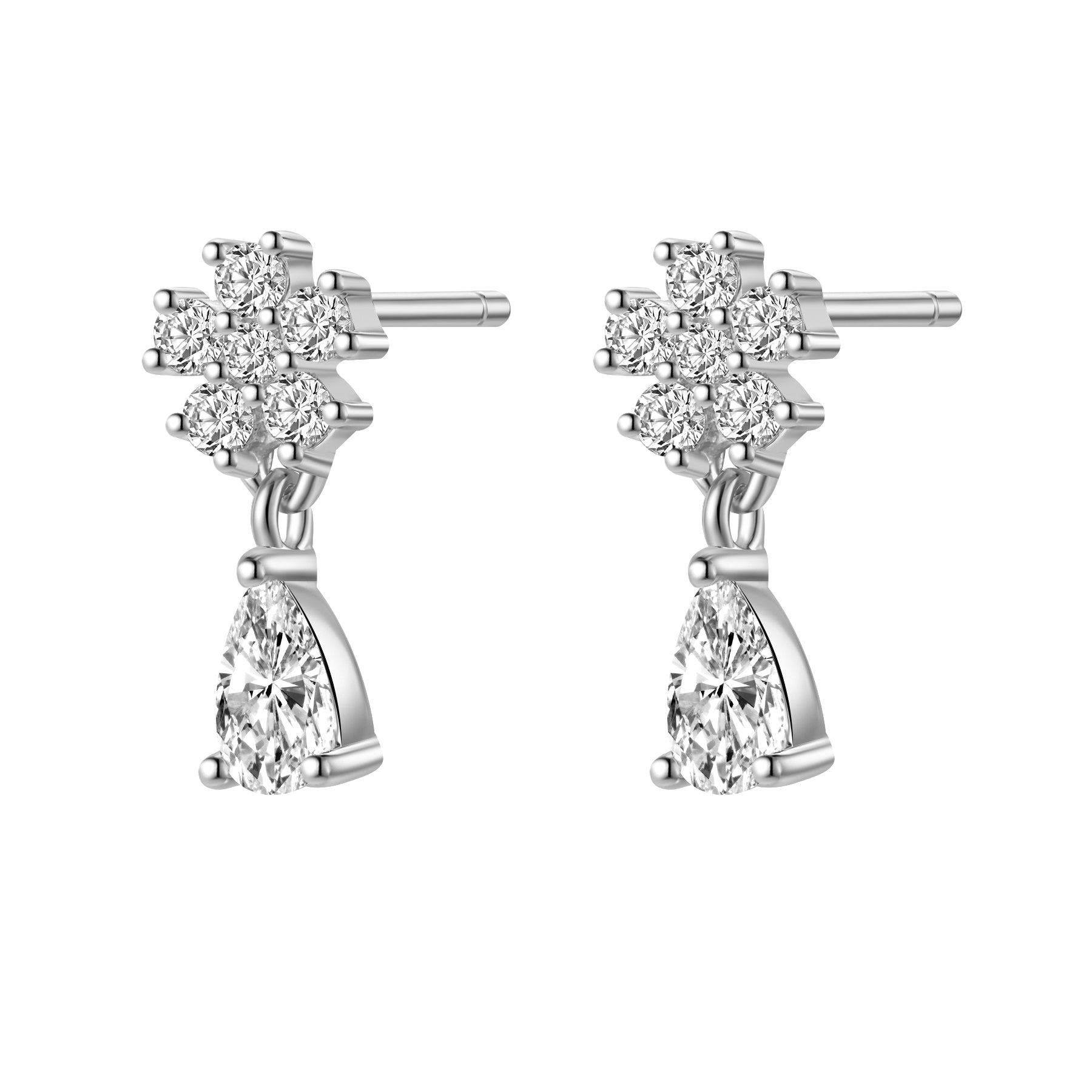 Cascading Blossom Stud Earrings Sterling Silver