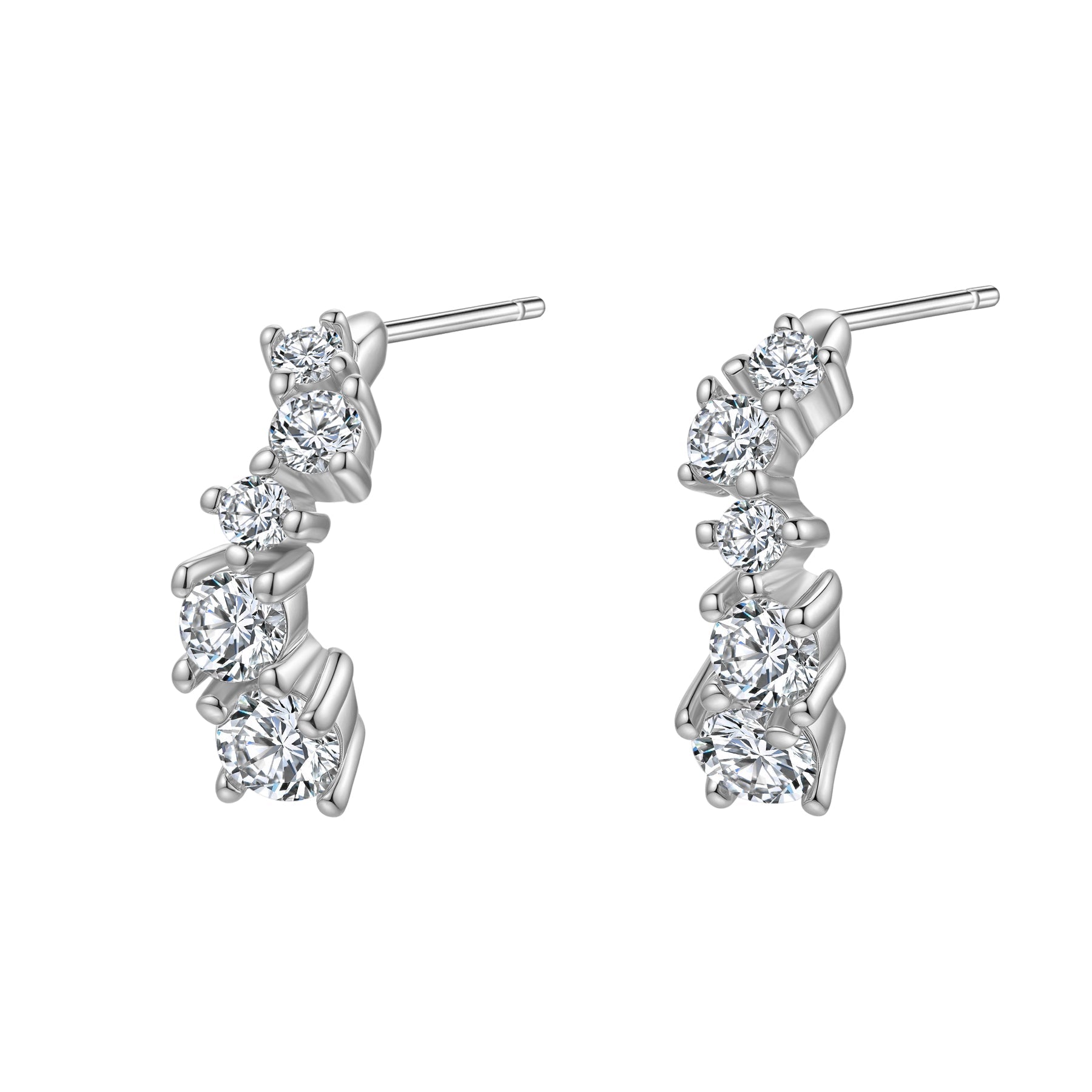 Celestial Sparkle Hoop Earrings Sterling Silver