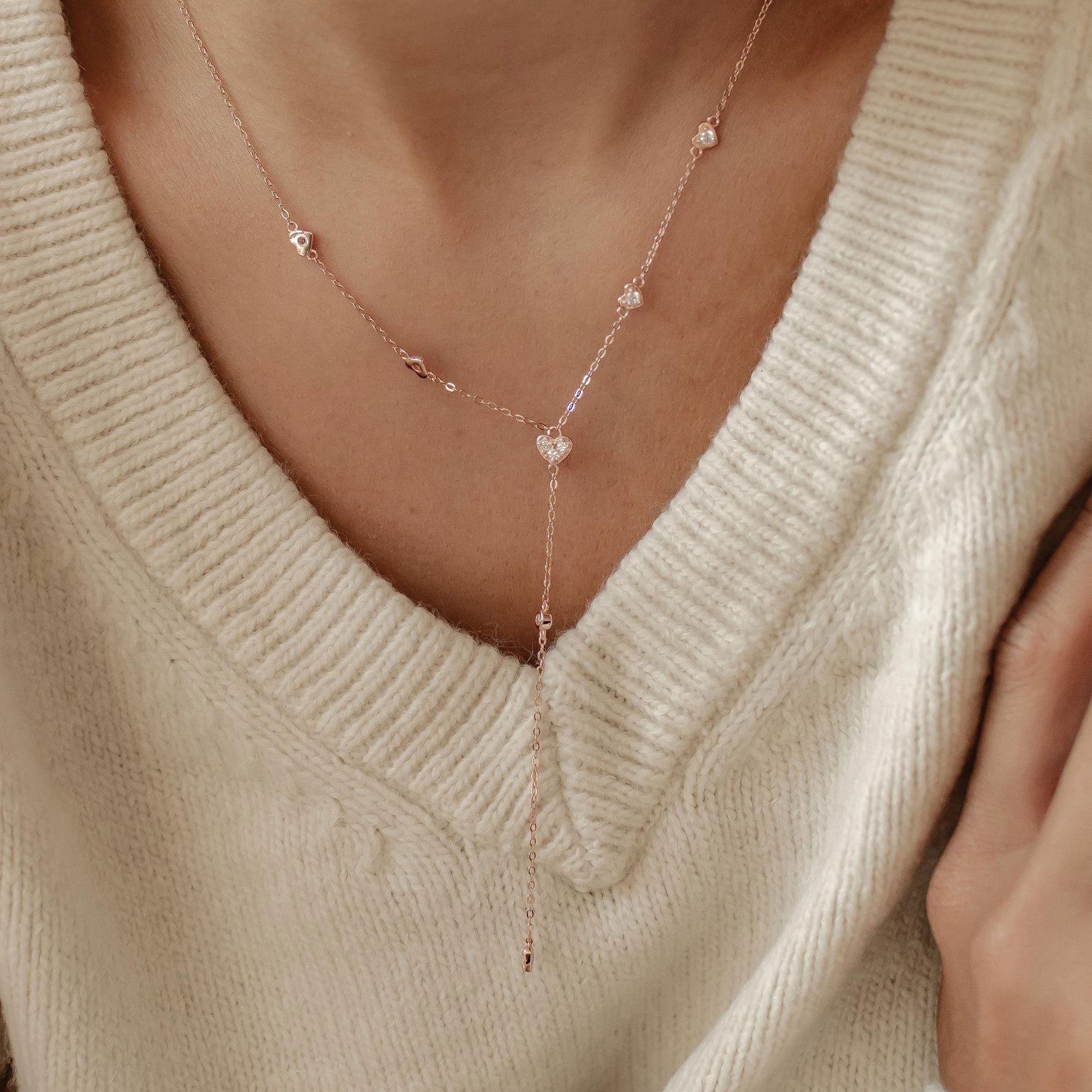 Cherish Y Chain Necklace Sterling Silver Gold