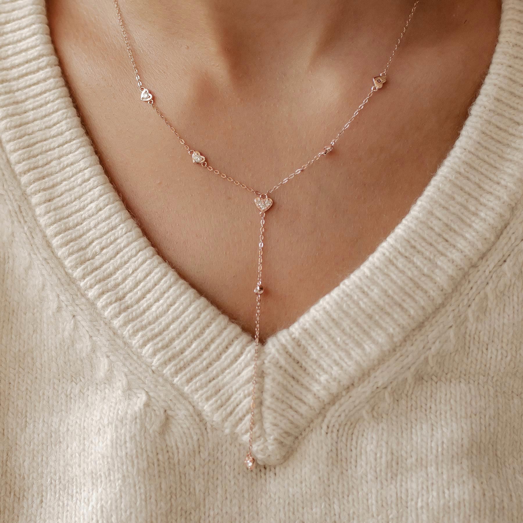 Cherish Y Chain Necklace Sterling Silver Gold