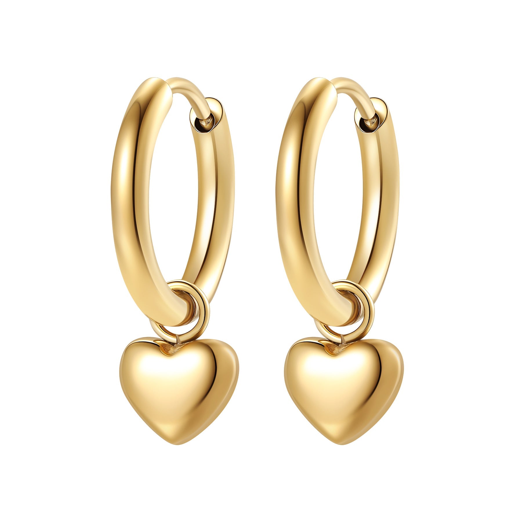 Chunky Heart Charm Hoop Earrings Waterproof