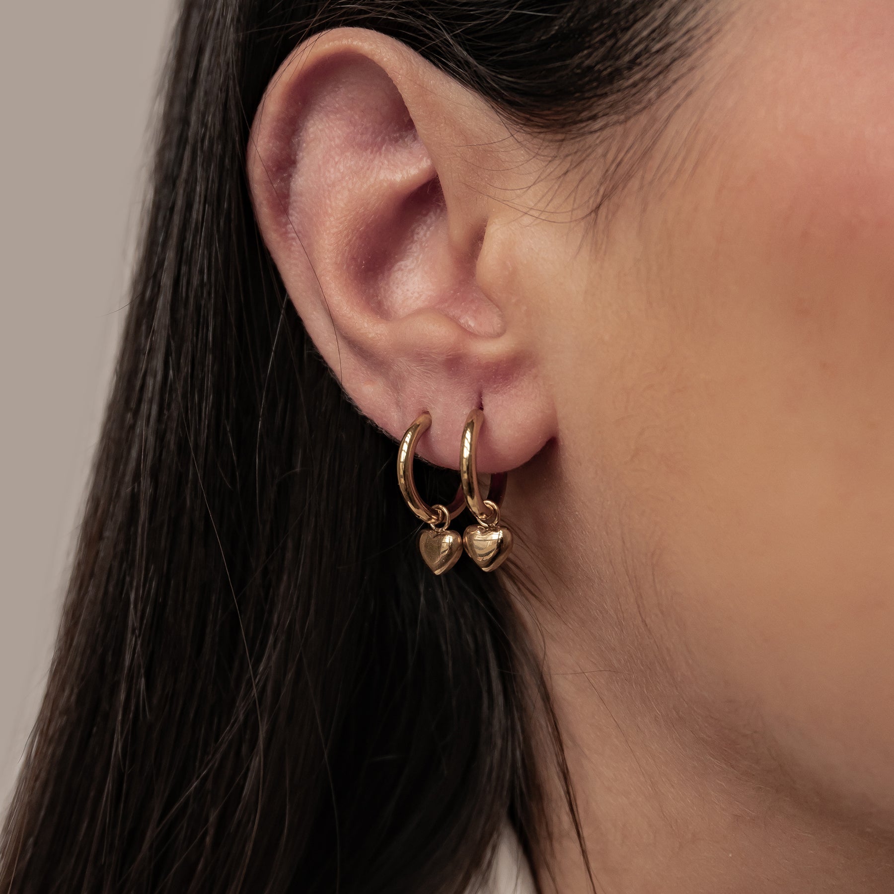 Chunky Heart Charm Hoop Earrings Waterproof