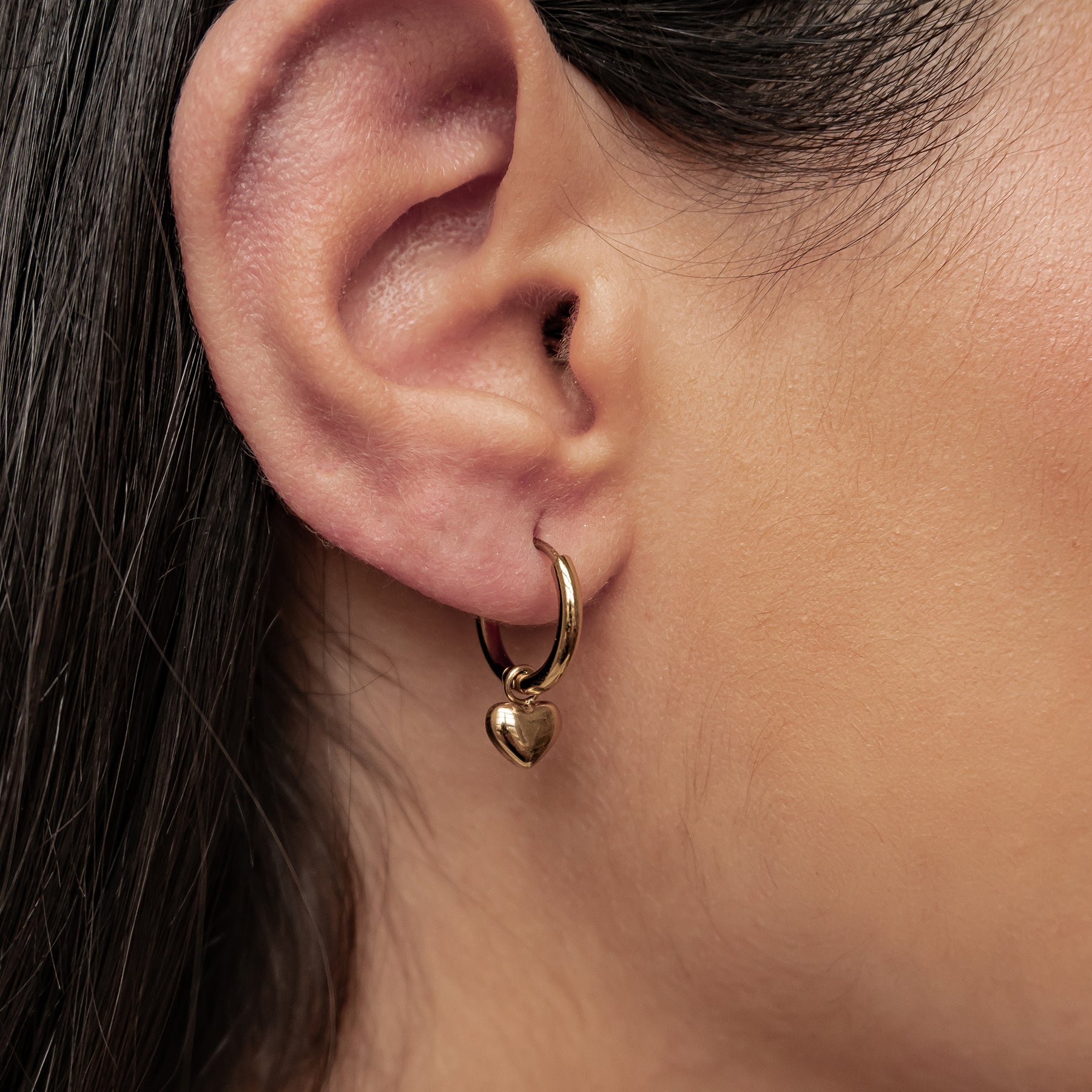 Chunky Heart Charm Hoop Earrings Waterproof