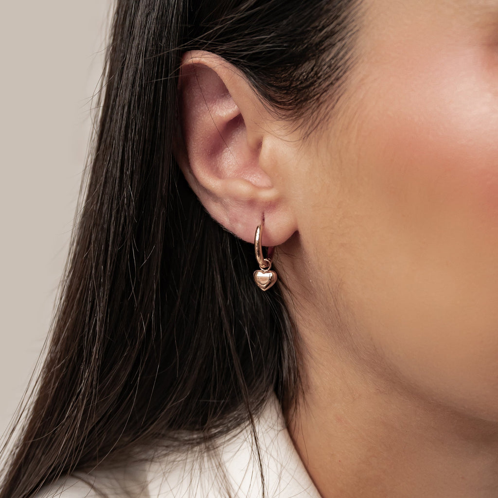 Chunky Heart Charm Hoop Earrings Waterproof