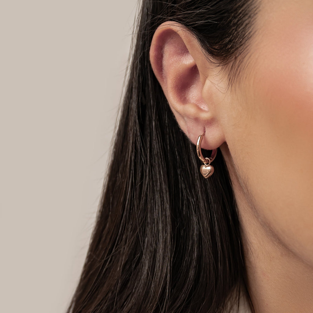 Chunky Heart Charm Hoop Earrings Waterproof