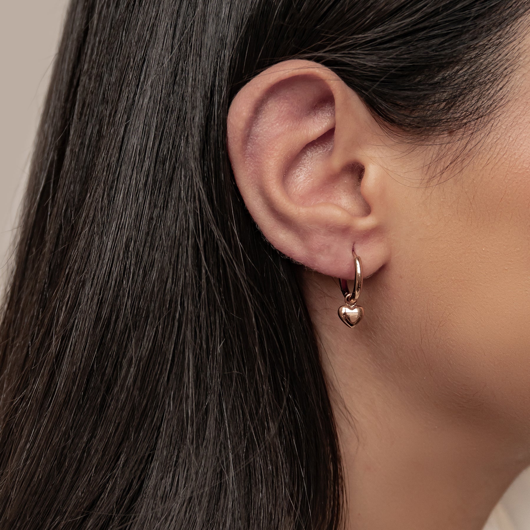 Chunky Heart Charm Hoop Earrings Waterproof