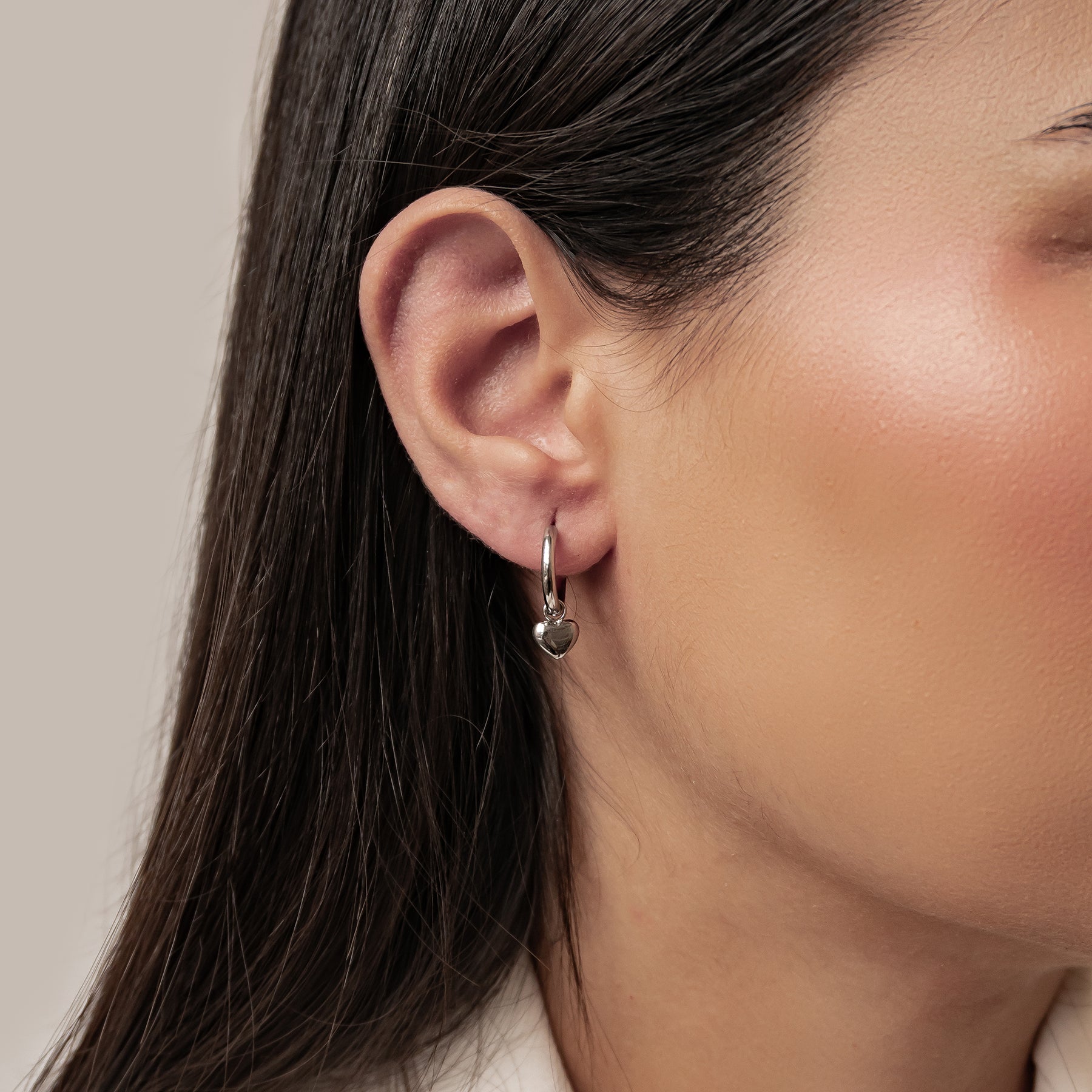 Chunky Heart Charm Hoop Earrings Waterproof