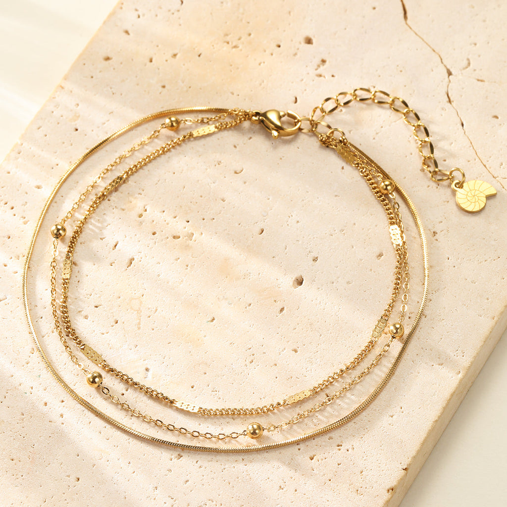 Classic Trio Chain Anklet Waterproof