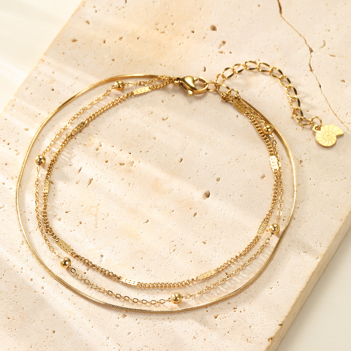 Classic Trio Chain Anklet Waterproof