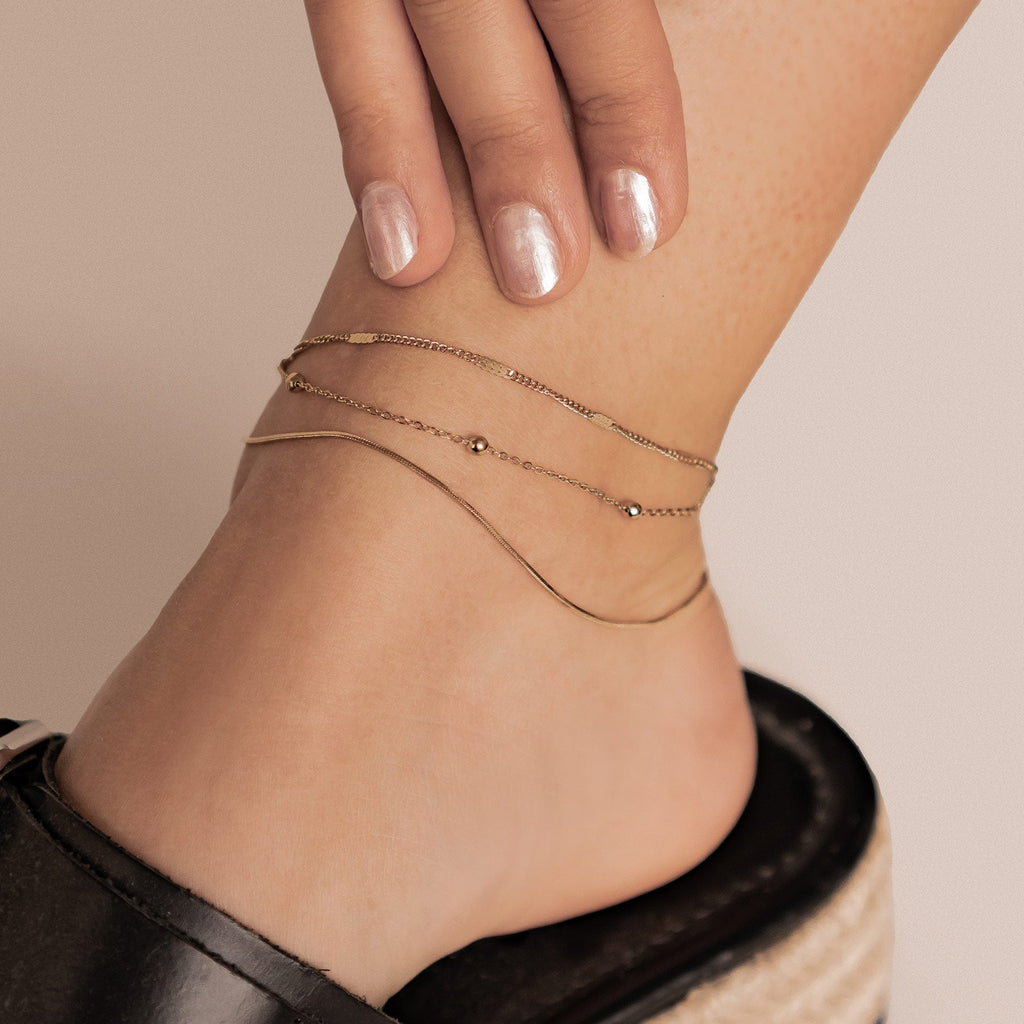 Classic Trio Chain Anklet Waterproof