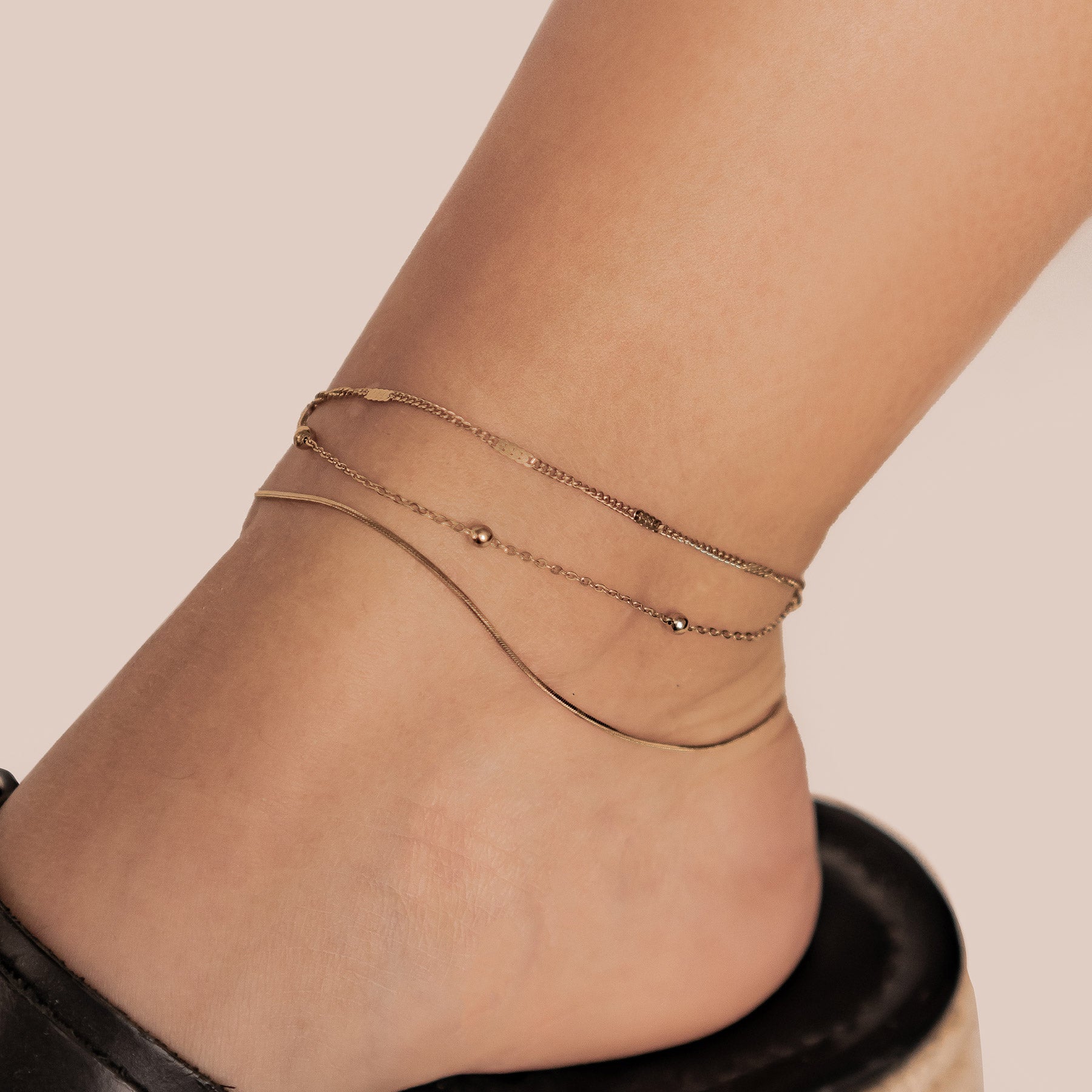 Classic Trio Chain Anklet Waterproof