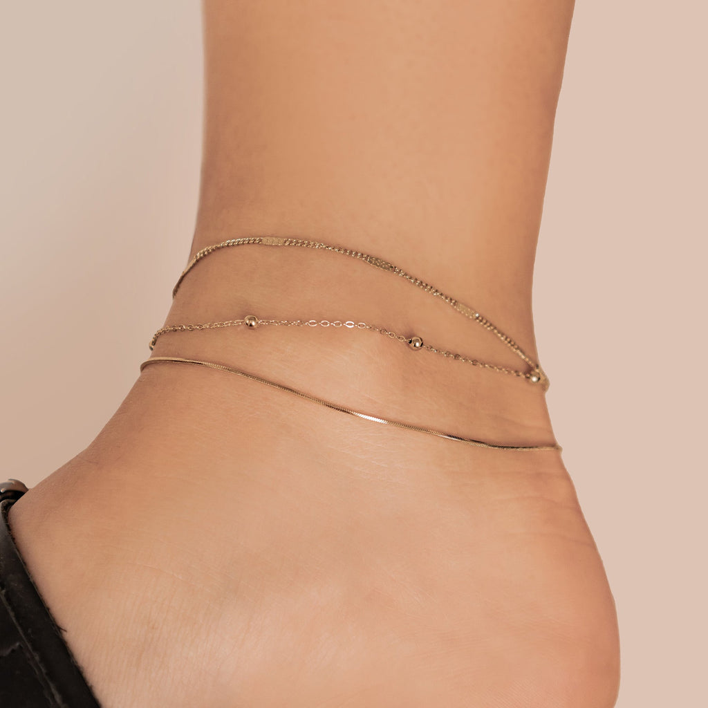 Classic Trio Chain Anklet Waterproof