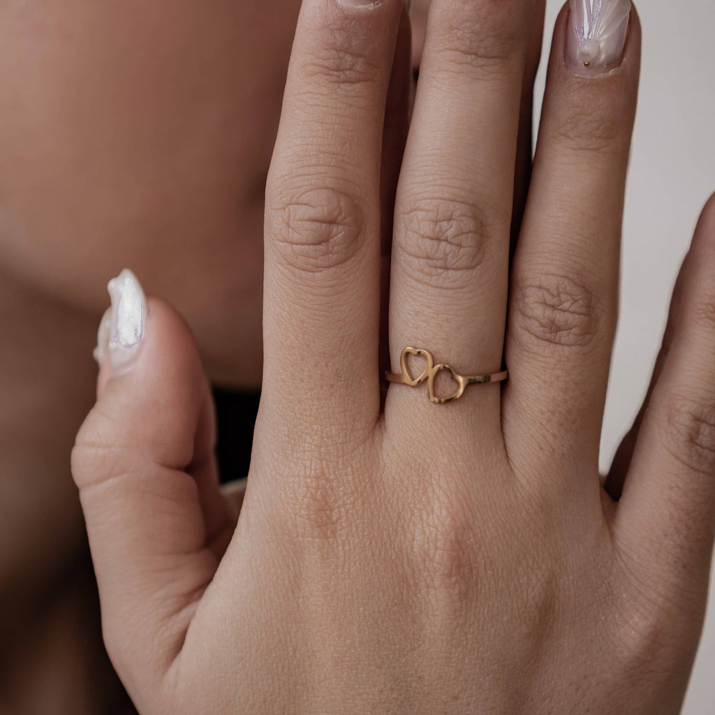 Connected Hearts Ring Stainless Steel