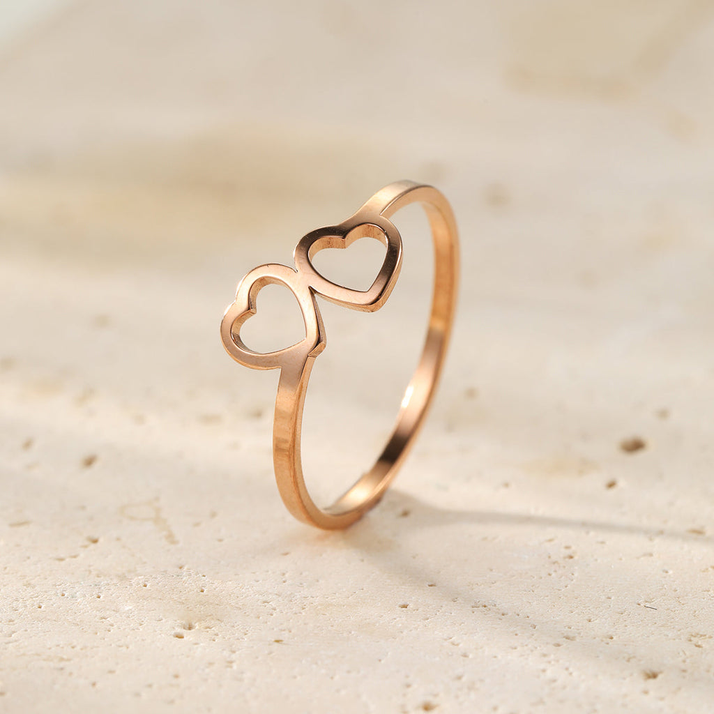 Connected Hearts Ring Stainless Steel