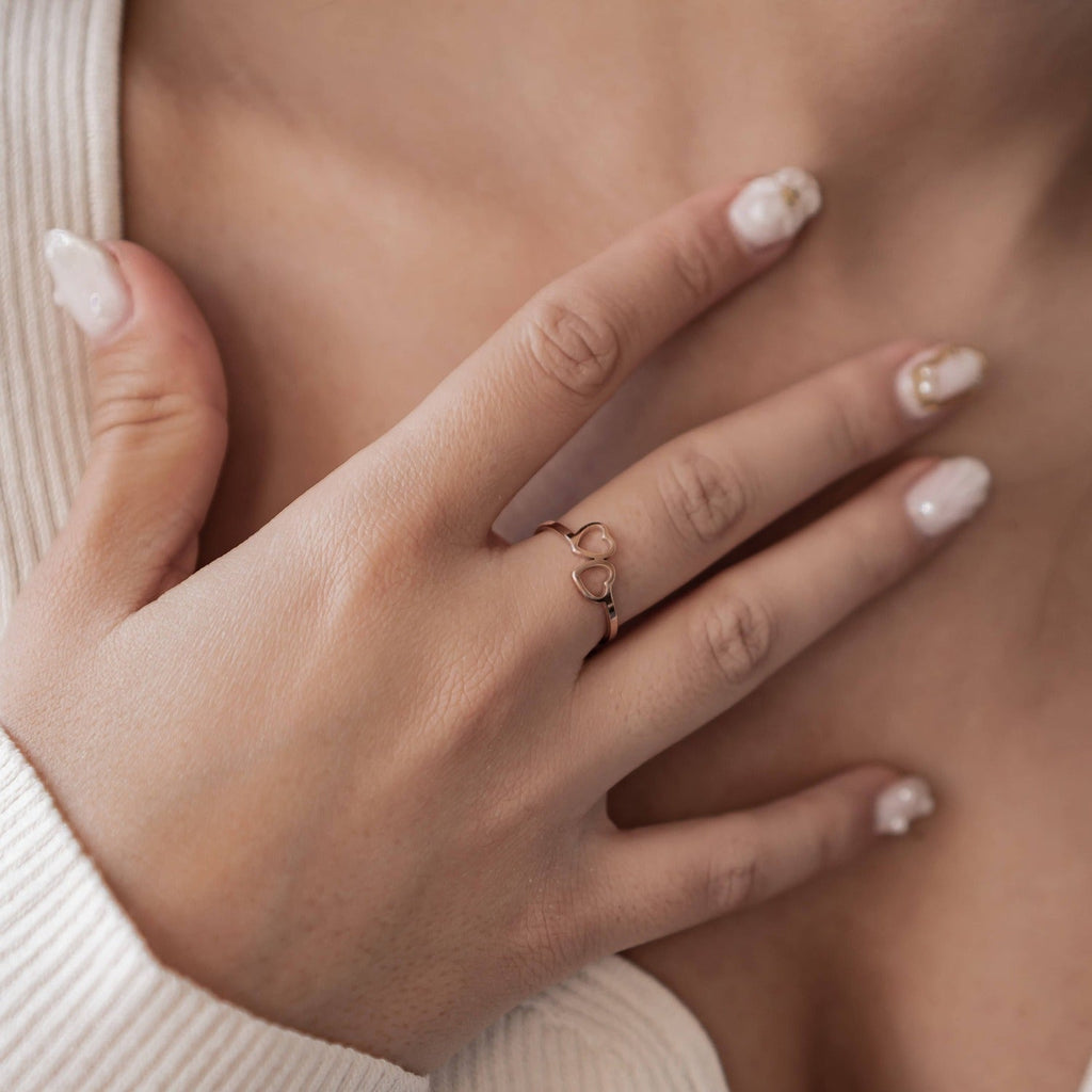 Connected Hearts Ring Stainless Steel
