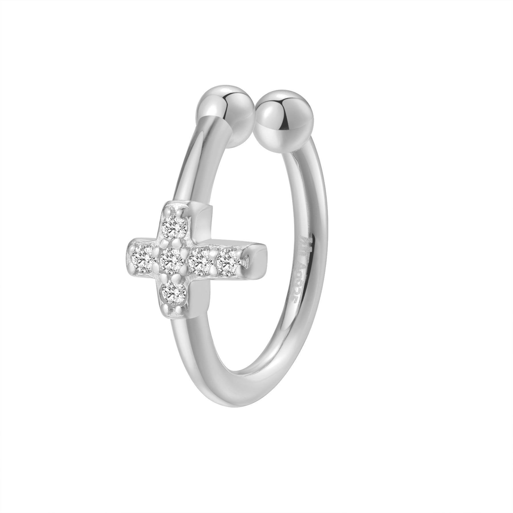 Cross Ear Cuff Sterling Silver
