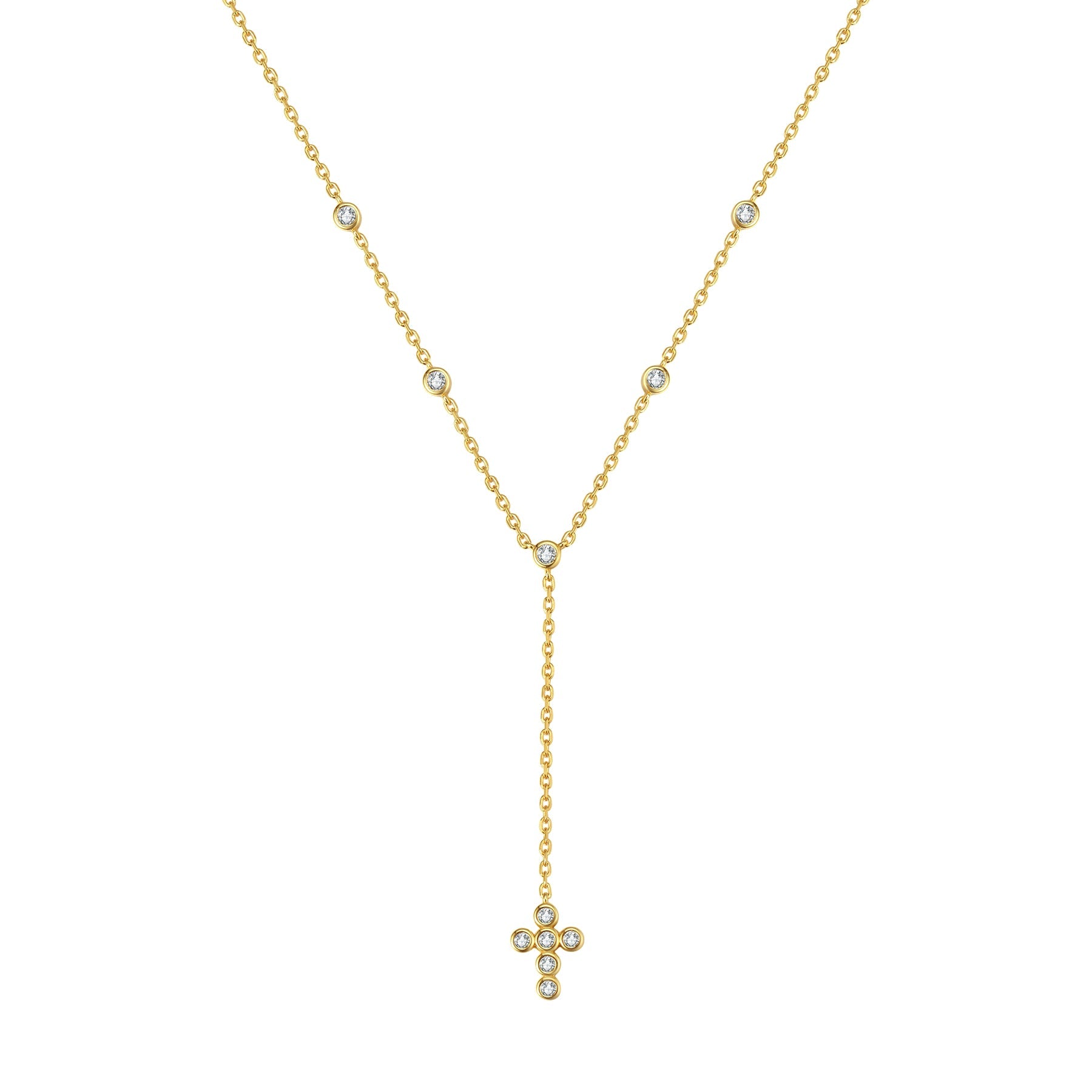 Cross Y Lariat Necklace Sterling Silver