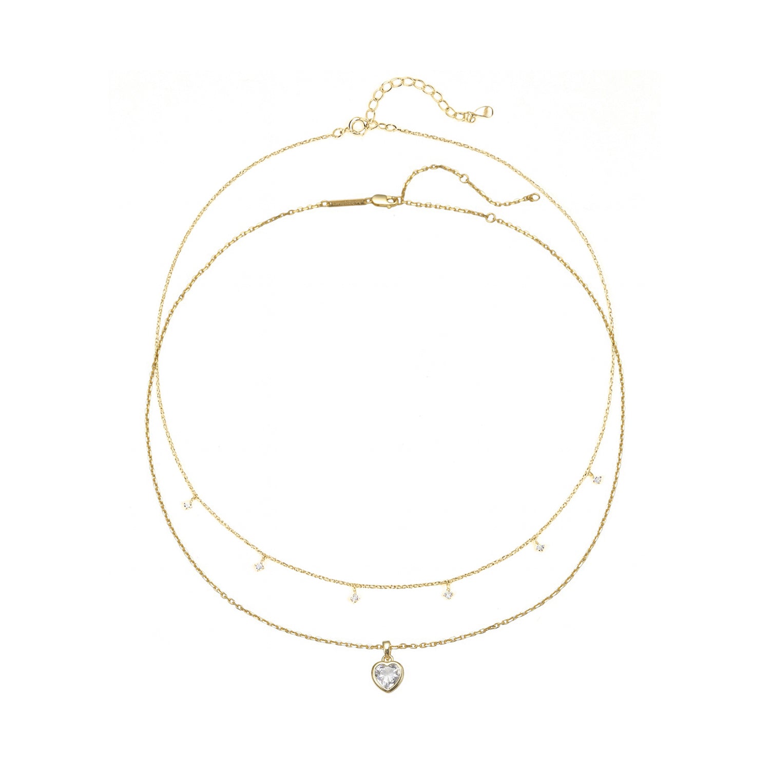 Crystal Heart Necklace Set Sterling Silver