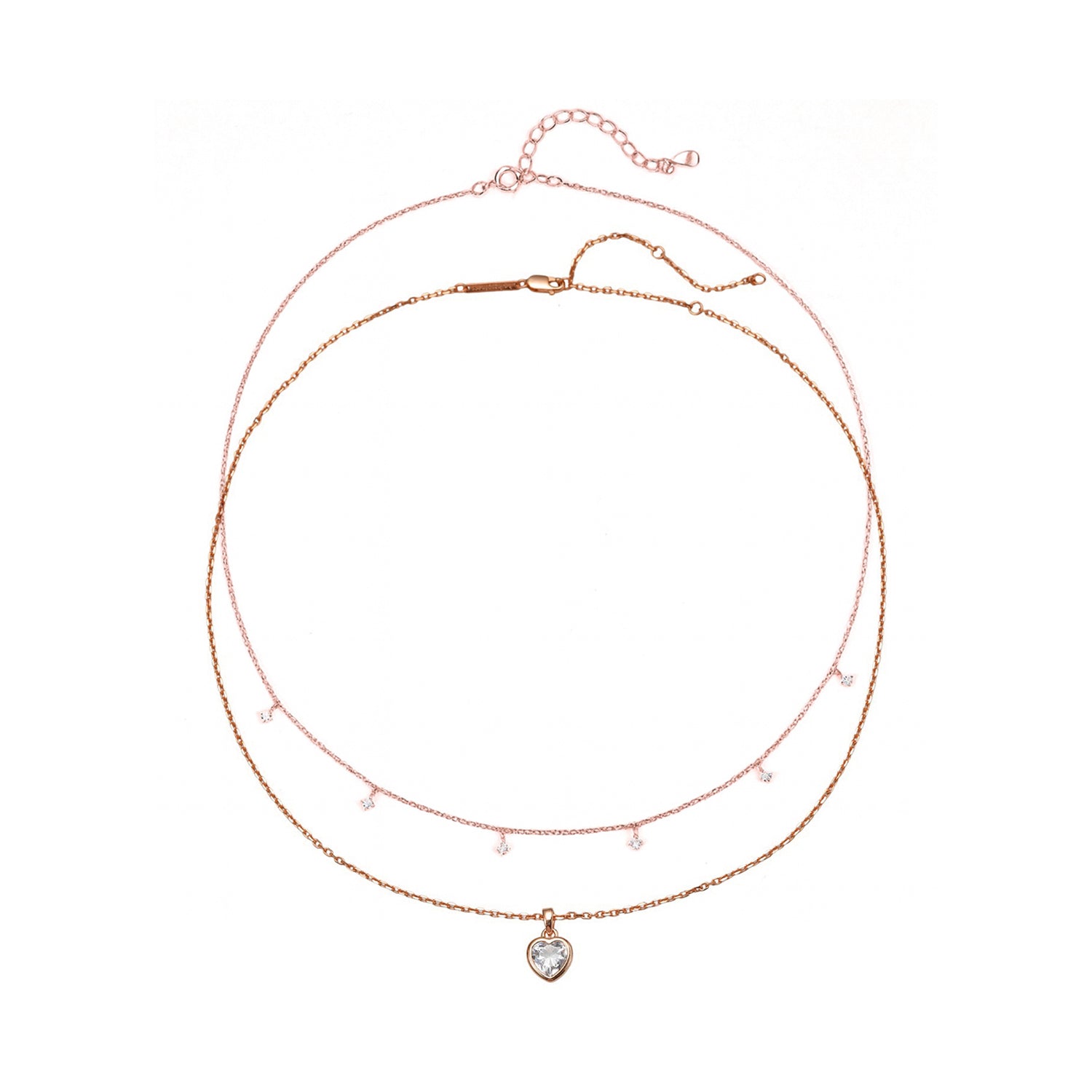 Crystal Heart Necklace Set Sterling Silver