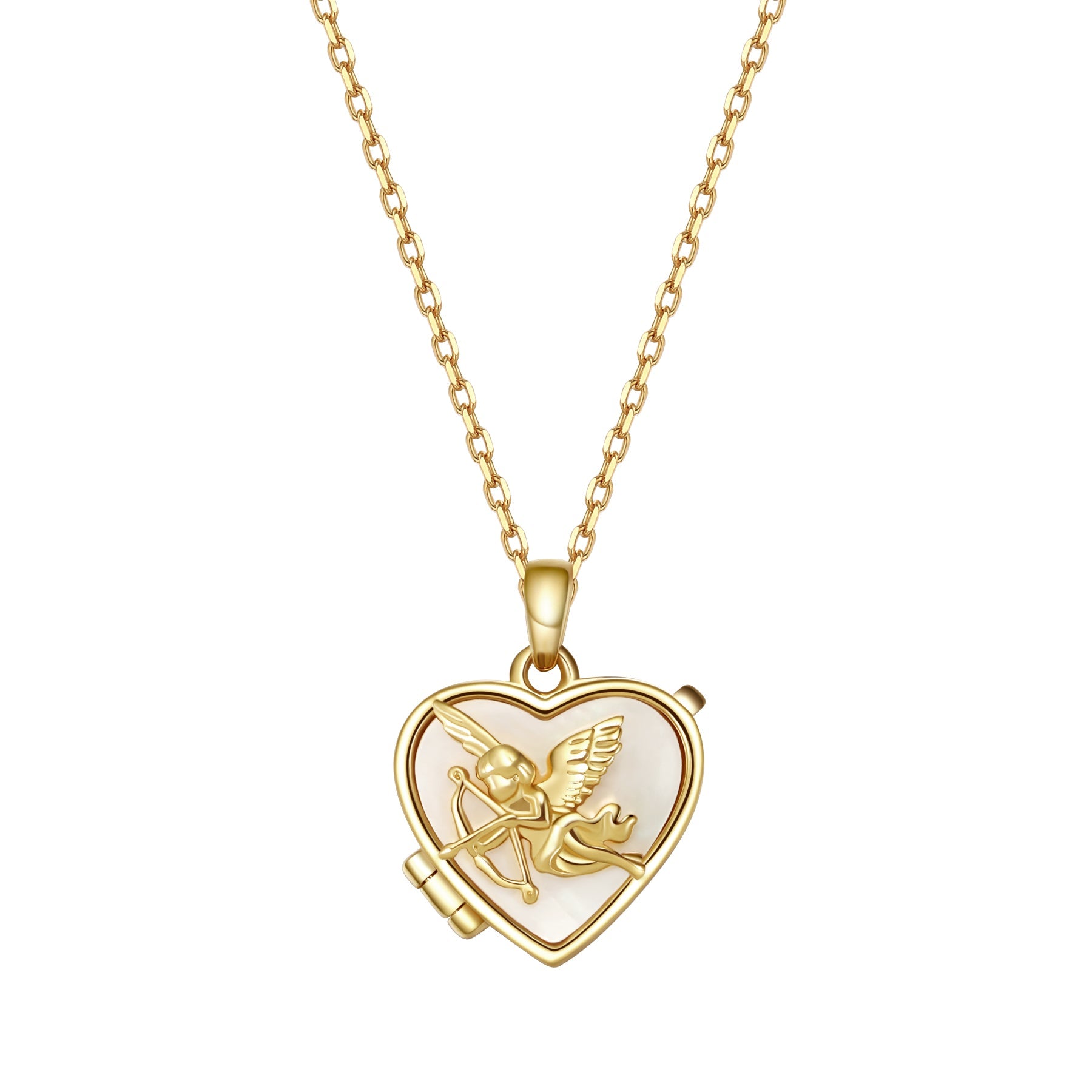 Cupid Heart Locket Necklace Sterling Silver