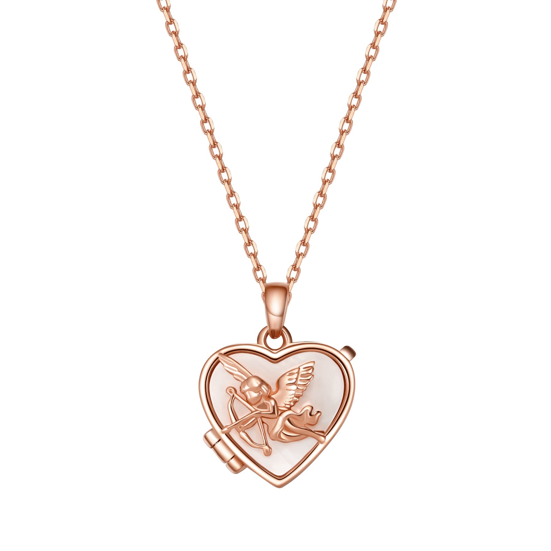 Cupid Heart Locket Necklace Sterling Silver