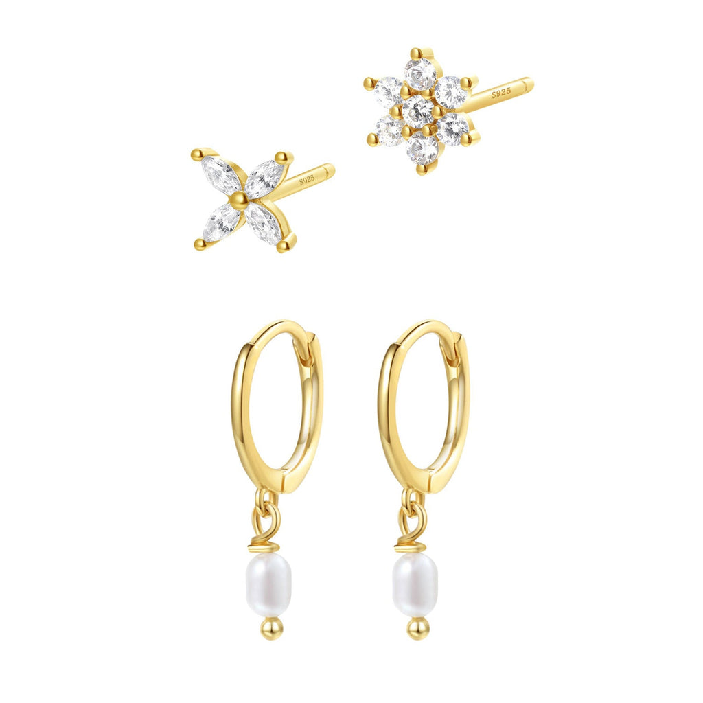 Springtime Earrings Set Sterling Silver Gold