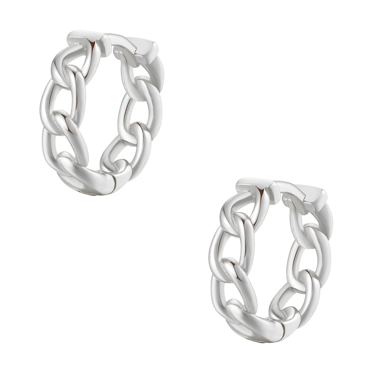 Chunky Chain Huggie Earrings Sterling Silver