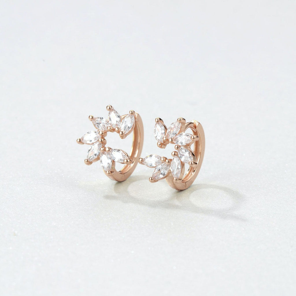 Gemstone Petal Huggie Earrings Sterling Silver