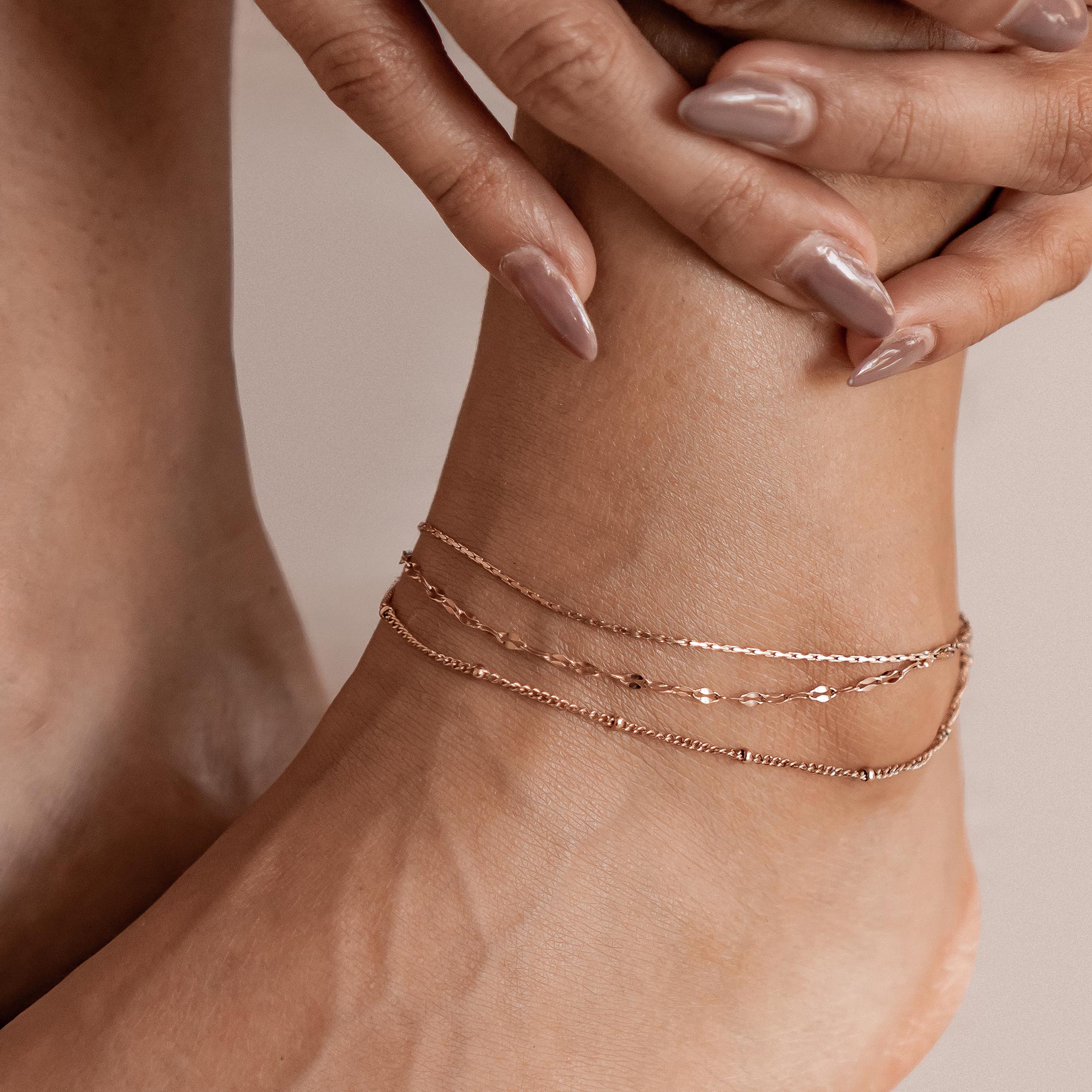 Delicate Trio Chain Anklet – Waterproof