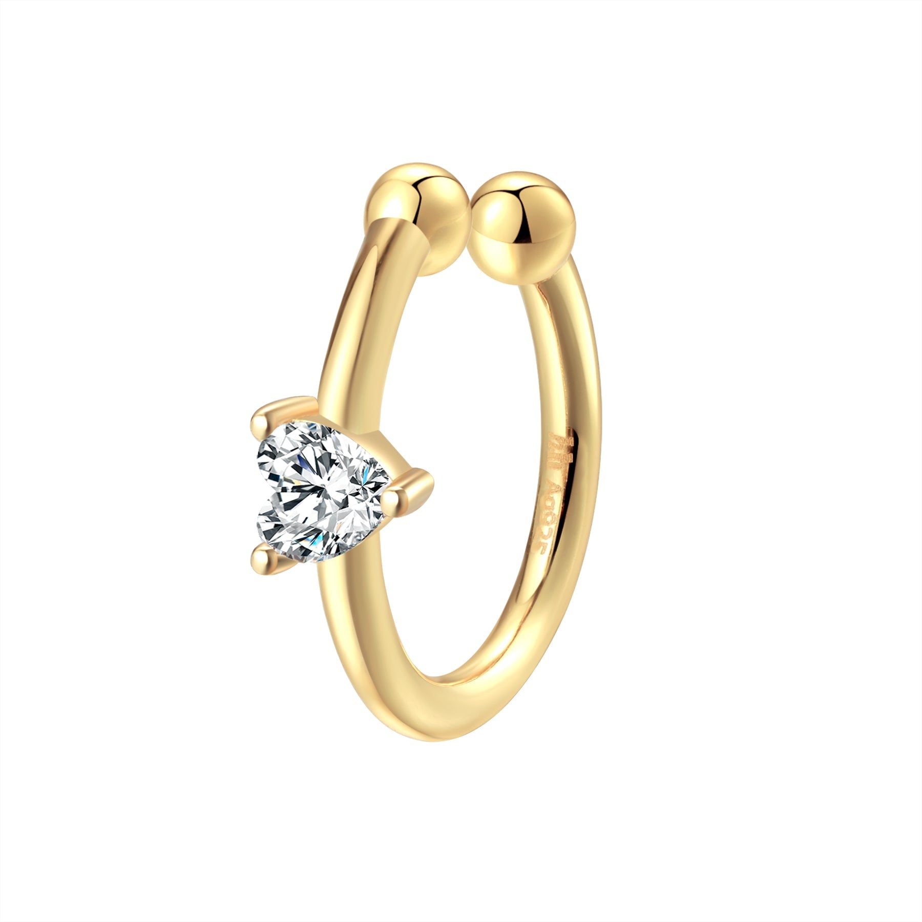 Diamond Heart Ear Cuff Sterling Silver