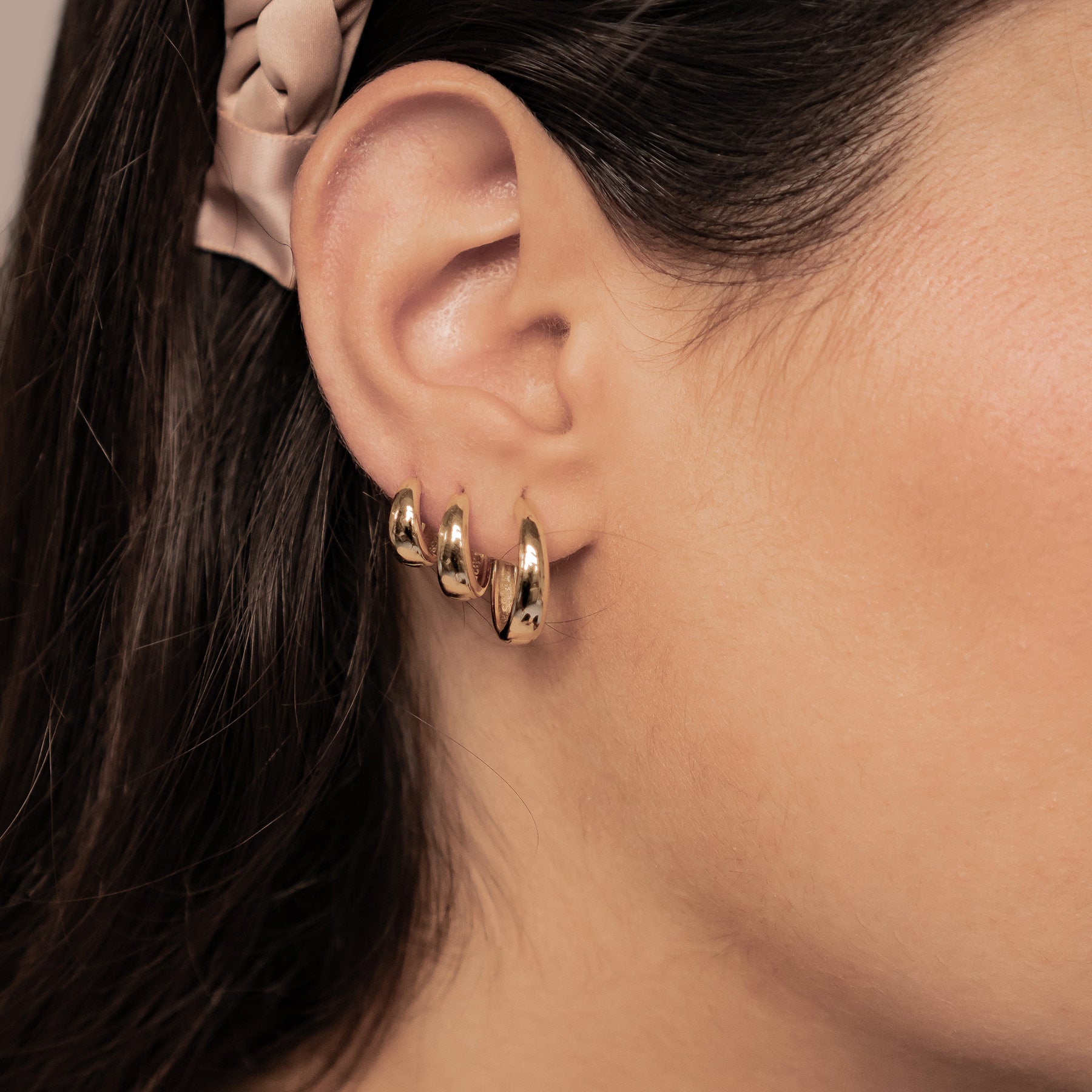 Dome Trio Hoop Earring Set Sterling Silver