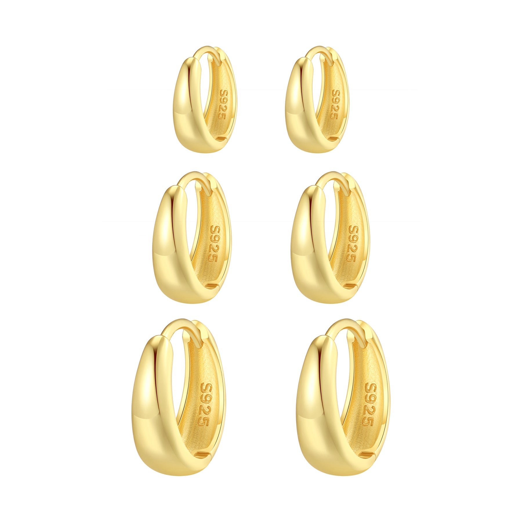 Dome Trio Hoop Earring Set Sterling Silver