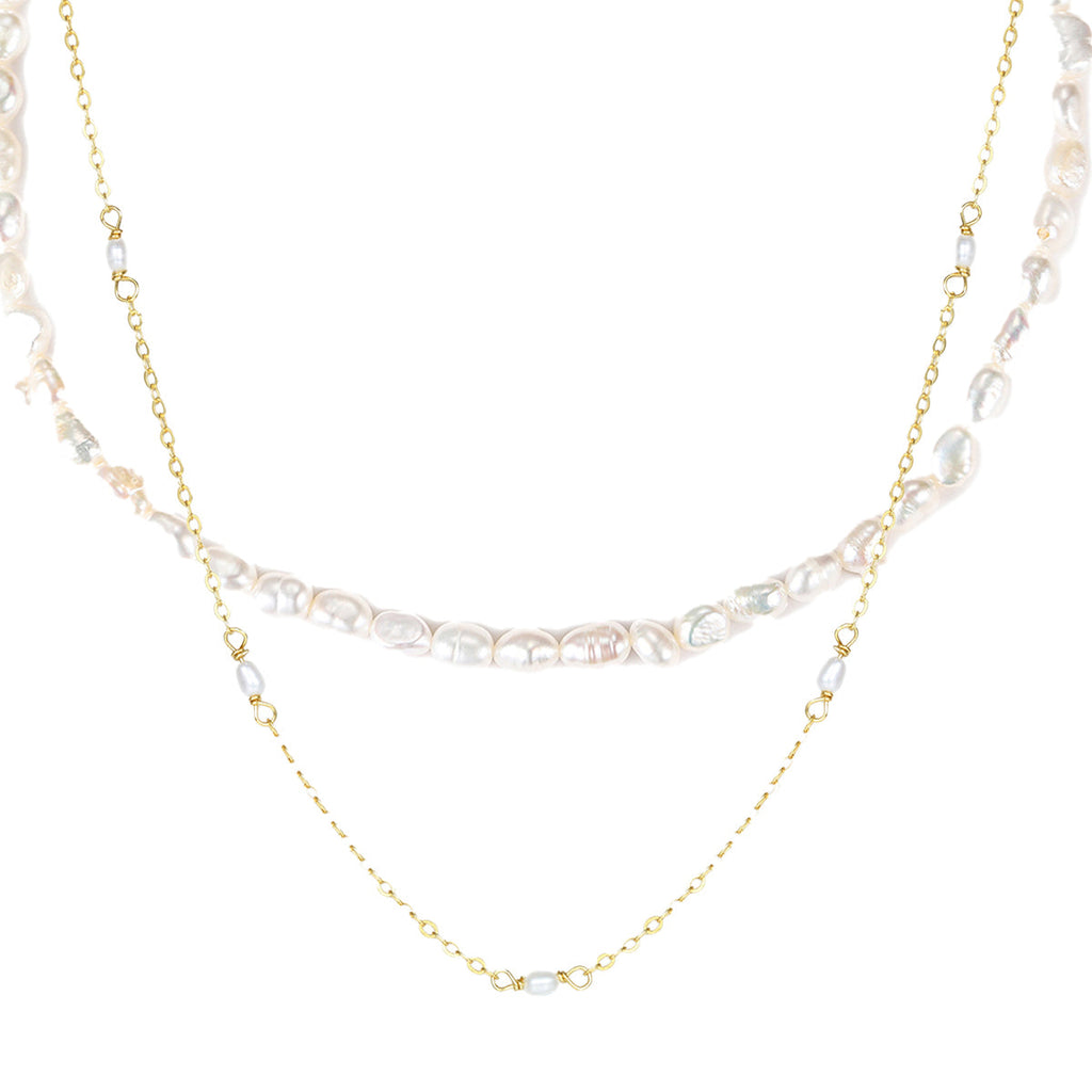 Double Grace Pearl Necklace Set Sterling Silver