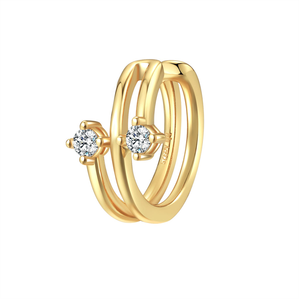 Double Sparkle Band Ear Cuff Sterling Silver