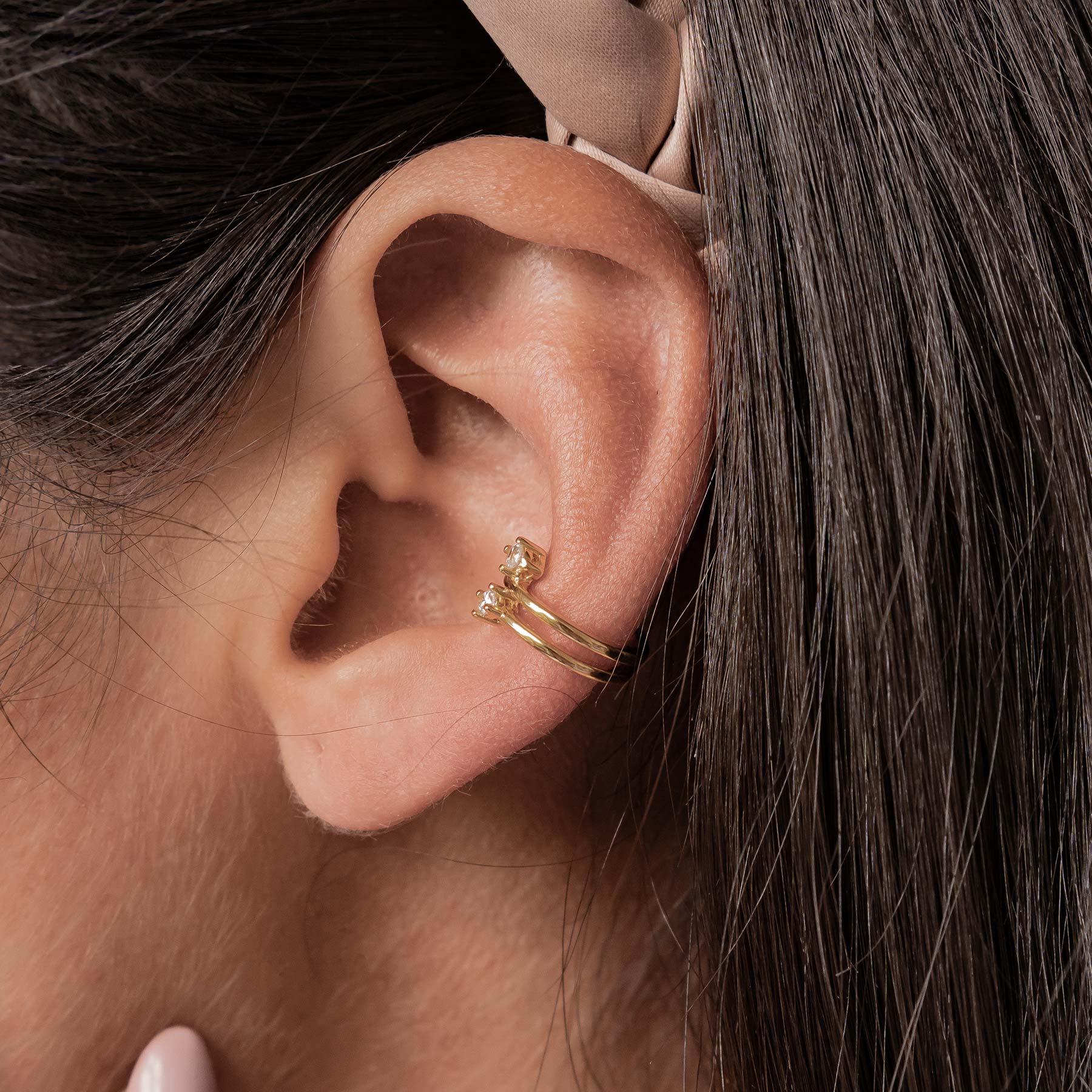 Double Sparkle Band Ear Cuff Sterling Silver