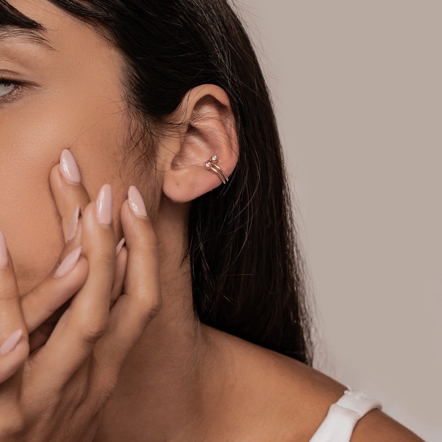 Double Sparkle Band Ear Cuff Sterling Silver