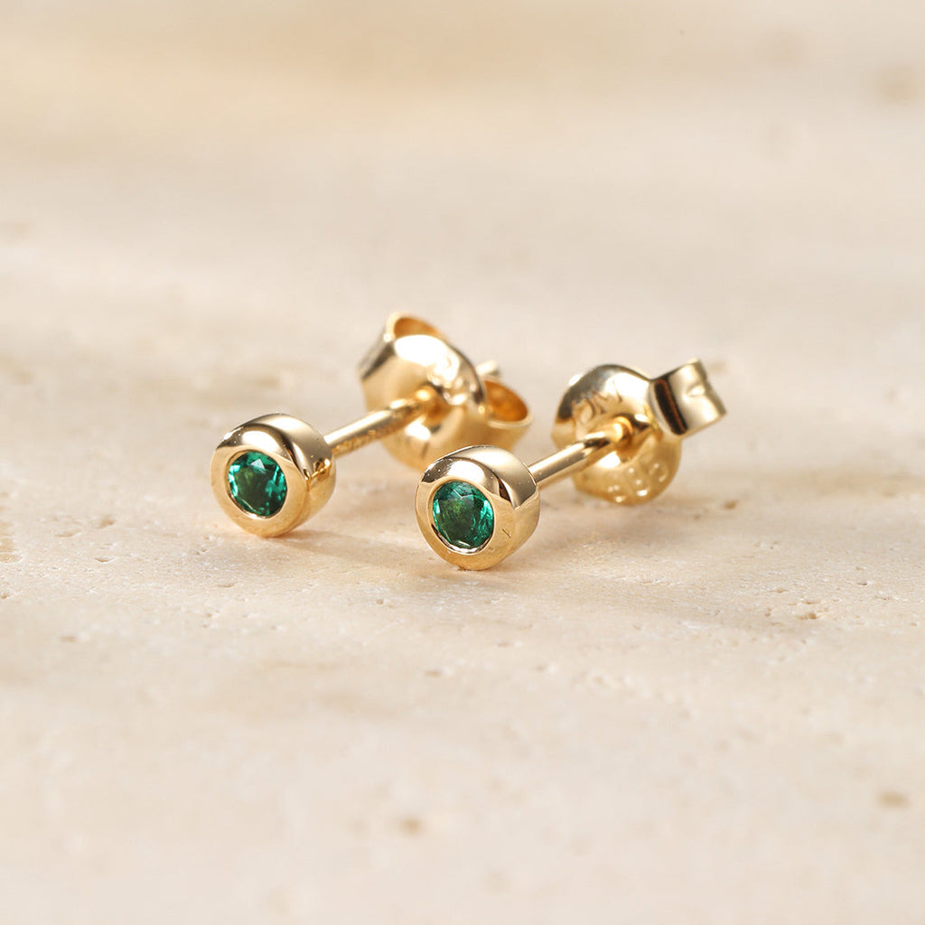 Evergreen Soul 14K Gold Emerald Stud Earrings