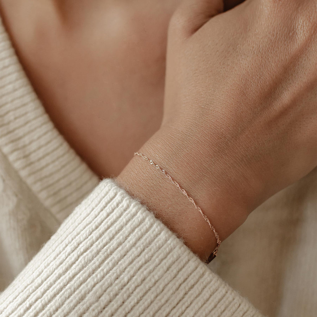 Fine Singapore Chain Bracelet Sterling Silver