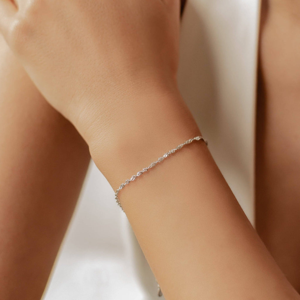 Fine Singapore Chain Bracelet Sterling Silver
