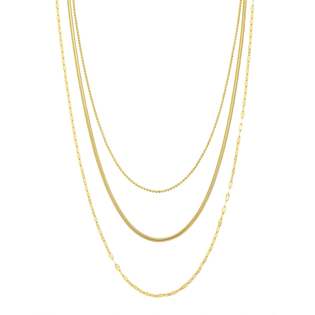 Fine Triple Layer Chain Necklace Waterproof
