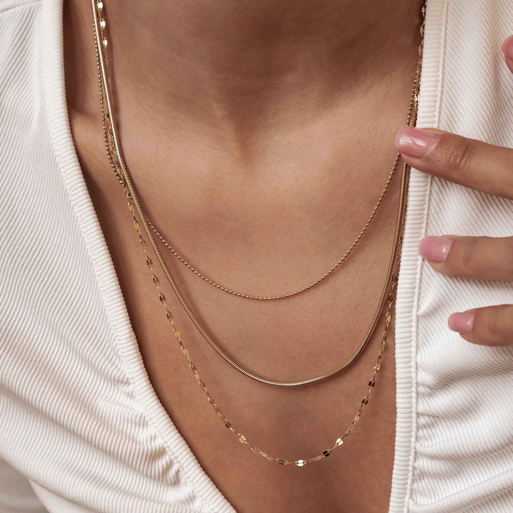 Fine Triple Layer Chain Necklace Waterproof