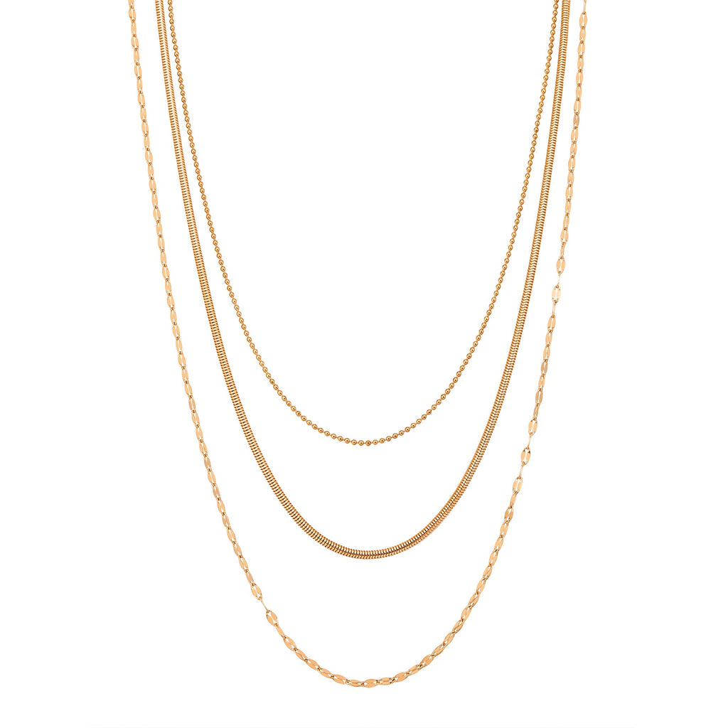 Fine Triple Layer Chain Necklace Waterproof
