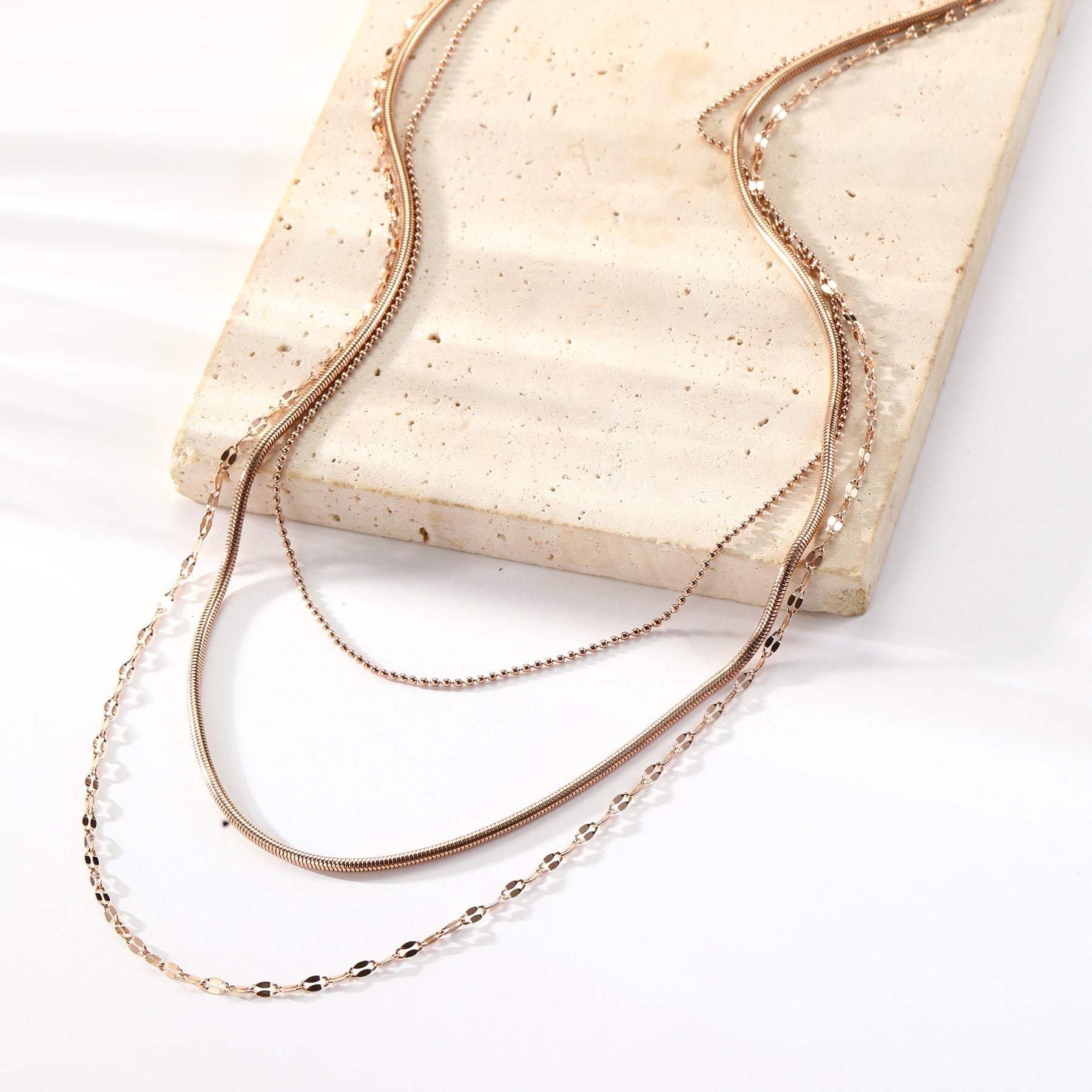 Fine Triple Layer Chain Necklace Waterproof